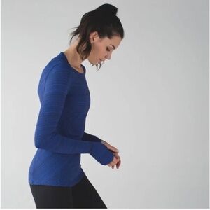 lululemon Kanto Stripe Sapphire Blue Black Kanto Catch Me Long Sleeve Top Size 6